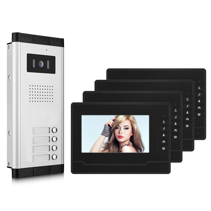 4 Family Multi Apartment Video Doorbell System CAT 5 Connection